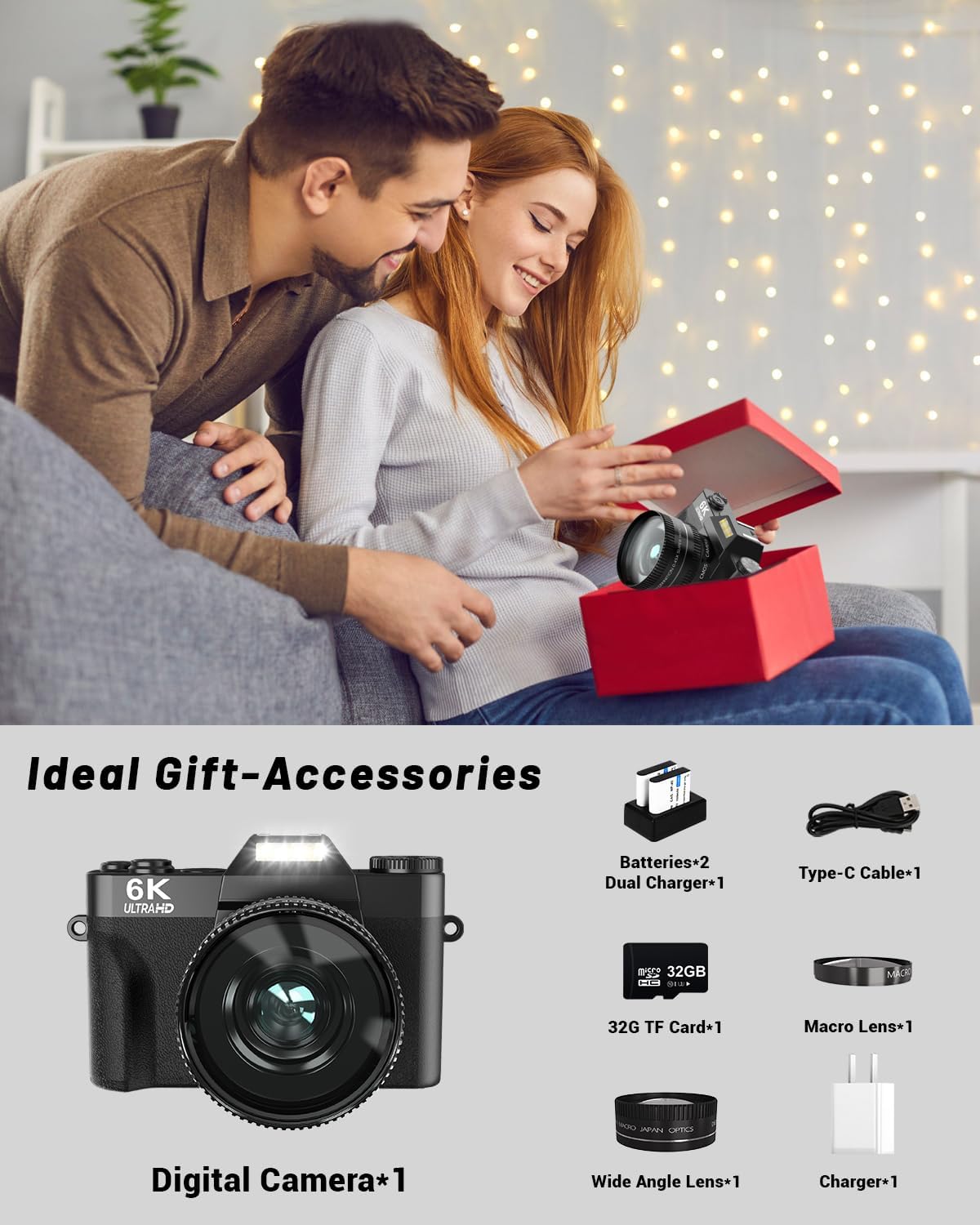 2024 Upgrade VJIANGER Digital Camera for Photography Vlogging Camera for YouTube with WiFi, 180° Flip Screen, 16X Digital Zoom, 52mm Lens, 2 Batteries, 32GB Micro SD Card(Black)